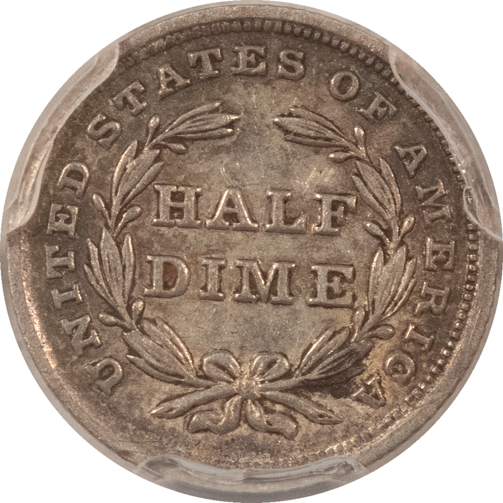 Half Dimes 1837 SEATED LIBERTY HALF DIME, LARGE DATE – PCGS AU-50, FIRST YEAR! Half Dimes 1837 SEATED LIBERTY HALF DIME, LARGE DATE – PCGS AU-50, FIRST YEAR!