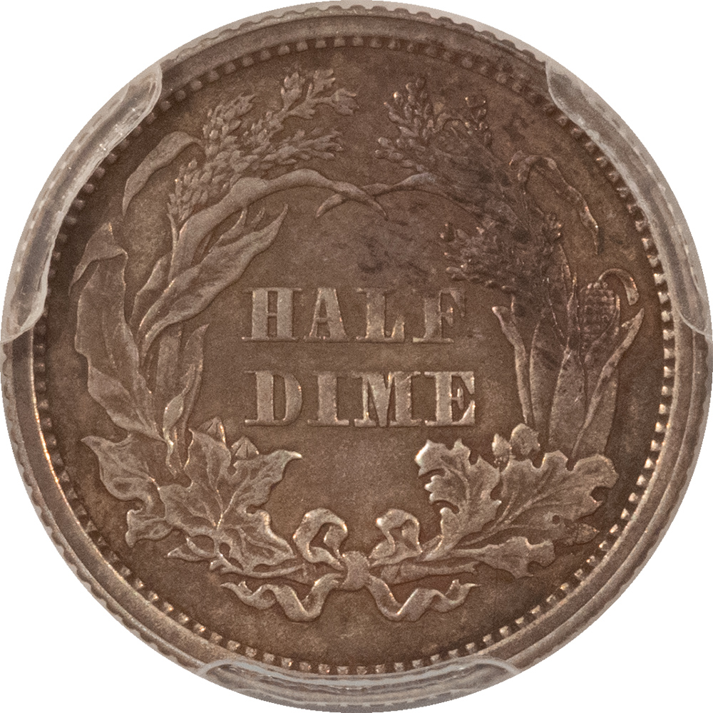 Half Dimes 1864 SEATED LIBERTY HALF DIME PCGS GENUINE AU DET, STAINED, RARE CIVIL WAR DATE Half Dimes 1864 SEATED LIBERTY HALF DIME PCGS GENUINE AU DET, STAINED, RARE CIVIL WAR DATE