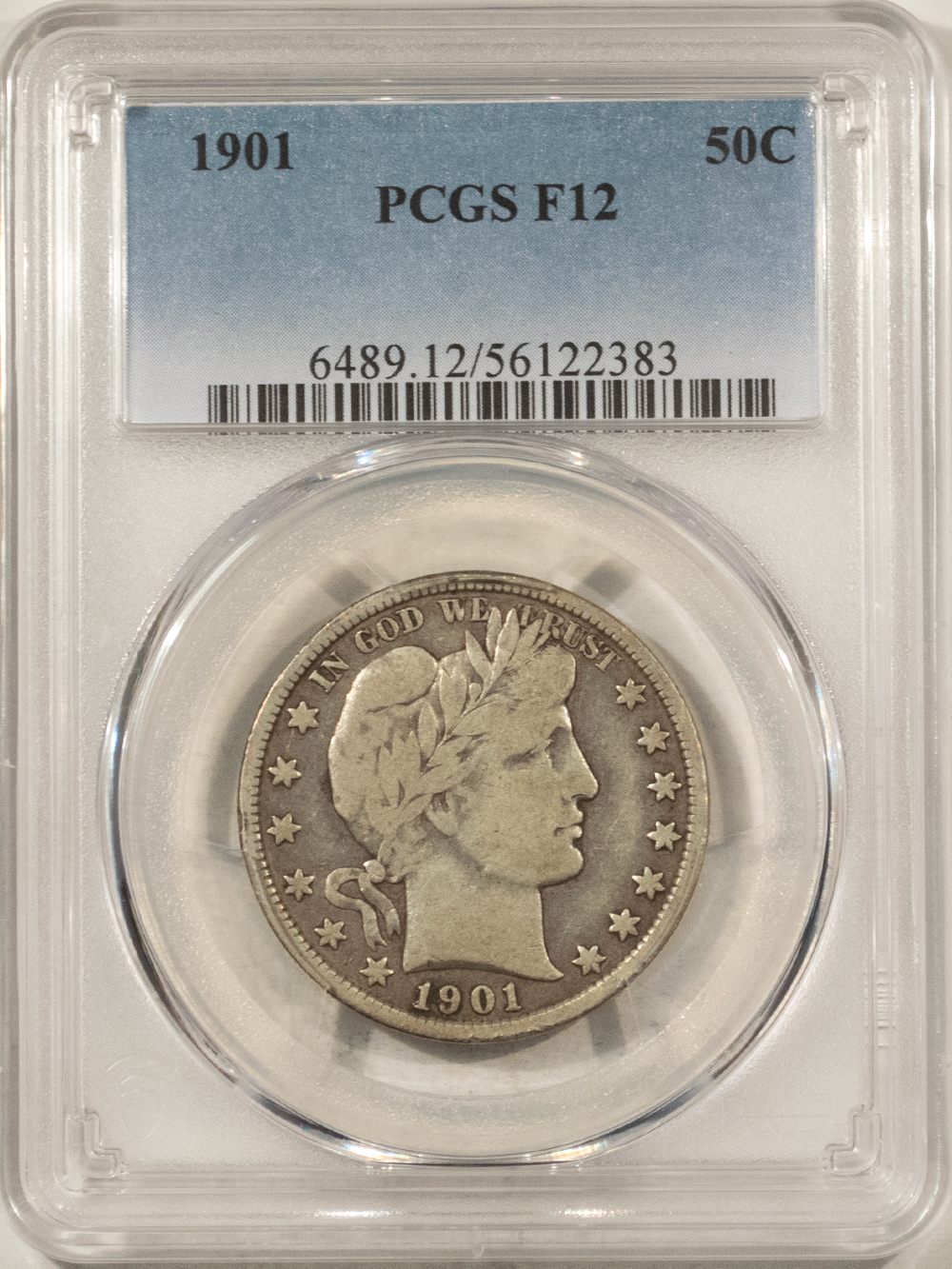 Barber Halves 1901 BARBER HALF DOLLAR – PCGS F-12 Barber Halves 1901 BARBER HALF DOLLAR – PCGS F-12