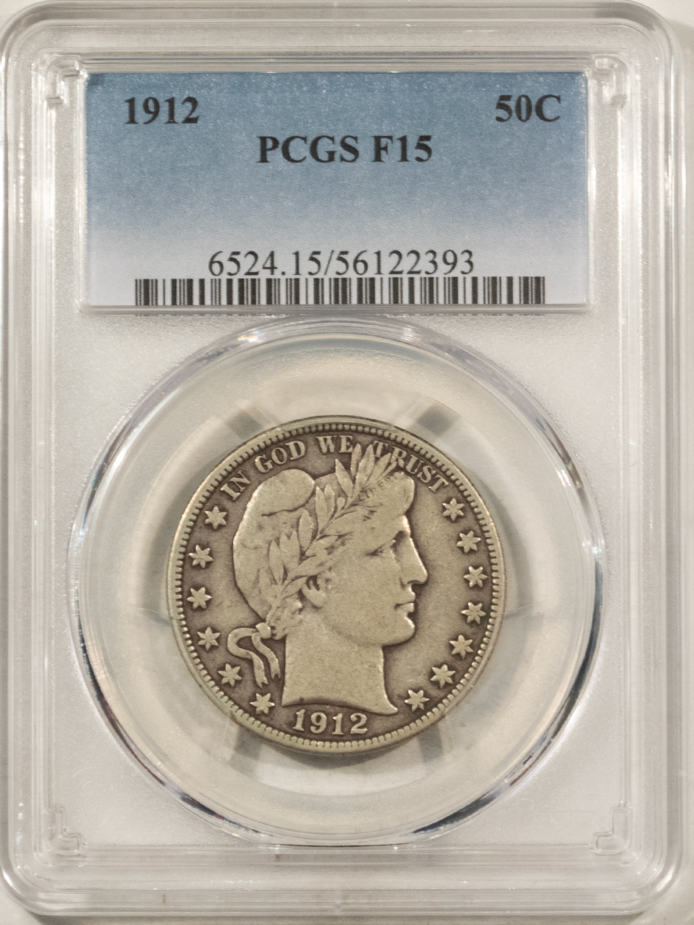Barber Halves 1912 BARBER HALF DOLLAR – PCGS F-15 Barber Halves 1912 BARBER HALF DOLLAR – PCGS F-15