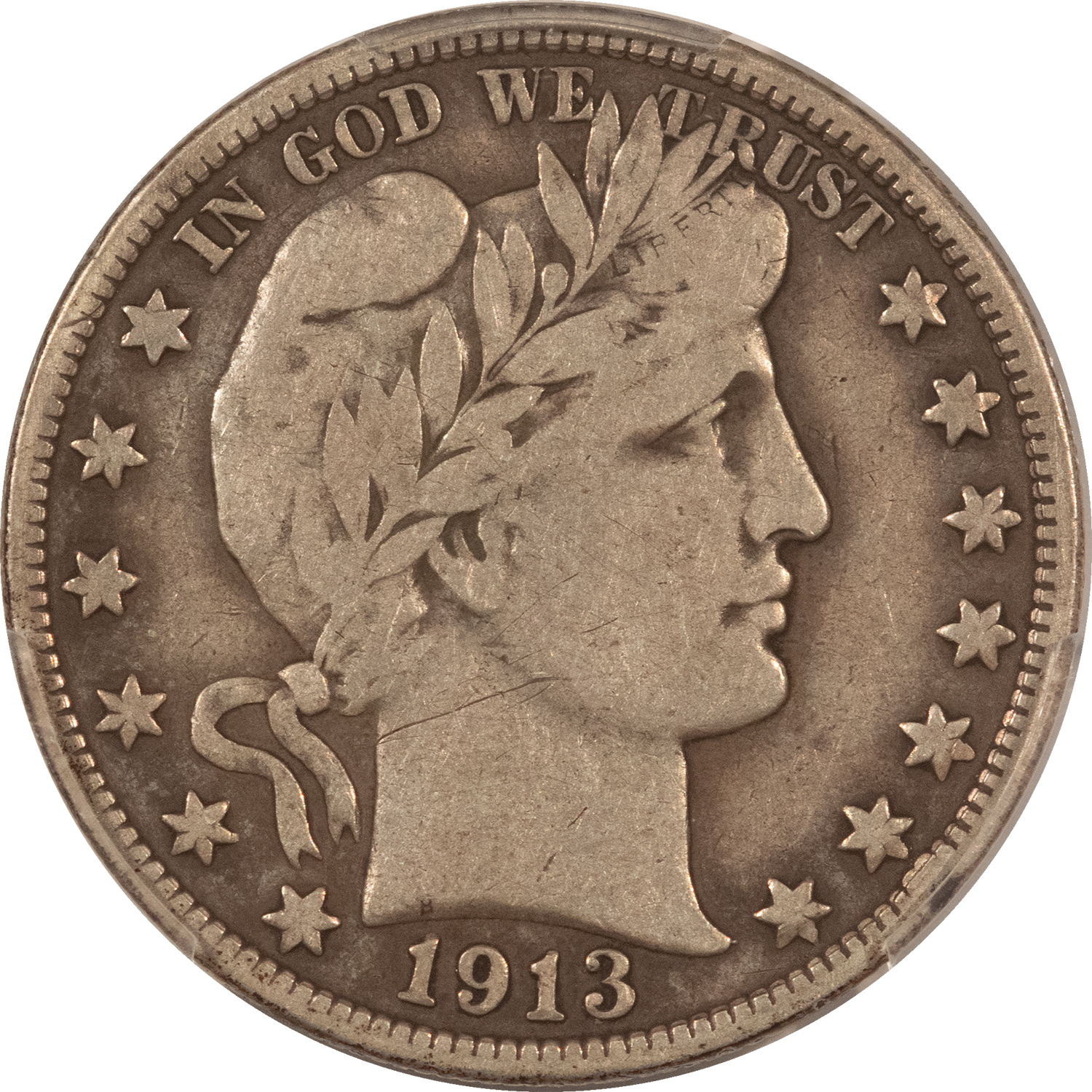 Barber Halves 1913 BARBER HALF DOLLAR – PCGS F-12, KEY-DATE! Barber Halves 1913 BARBER HALF DOLLAR – PCGS F-12, KEY-DATE!