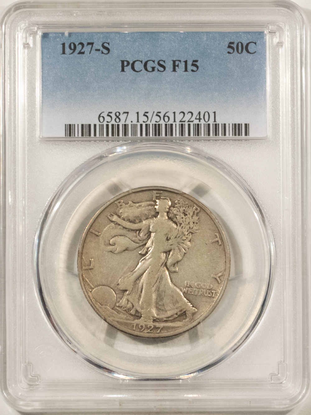 Barber Halves 1927-S WALKING LIBERTY HALF DOLLAR – PCGS F-15 Barber Halves 1927-S WALKING LIBERTY HALF DOLLAR – PCGS F-15