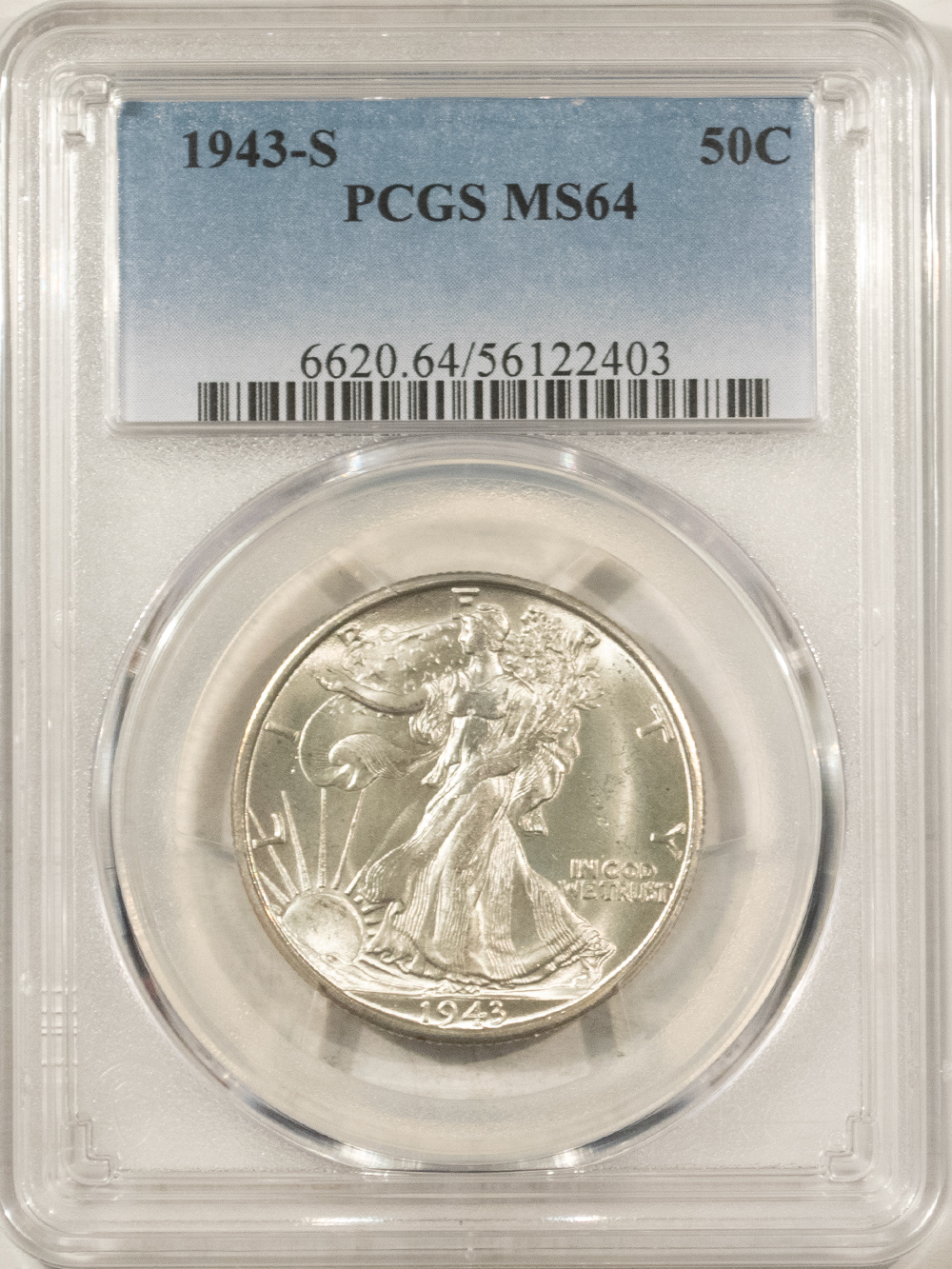 Barber Halves 1943-S WALKING LIBERTY HALF DOLLAR – PCGS MS-64 Barber Halves 1943-S WALKING LIBERTY HALF DOLLAR – PCGS MS-64