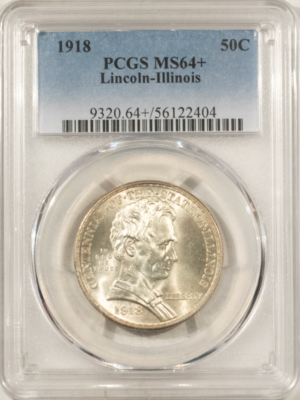 Early Commems 1918 LINCOLN-ILLINOIS COMMEMORATIVE HALF DOLLAR – PCGS MS-64+ Early Commems 1918 LINCOLN-ILLINOIS COMMEMORATIVE HALF DOLLAR – PCGS MS-64+