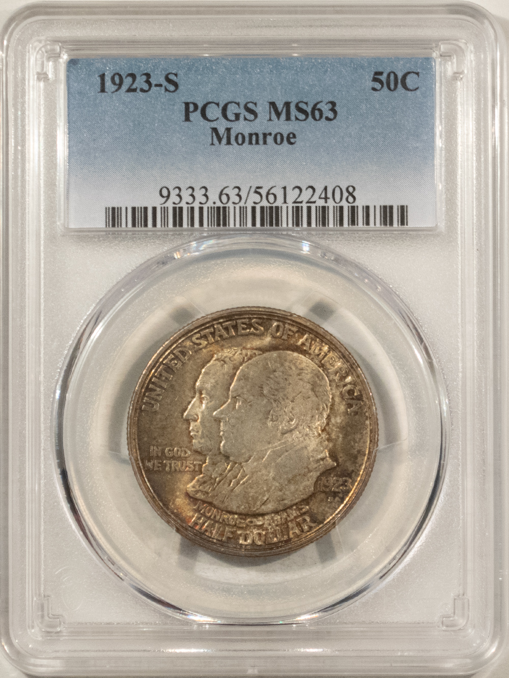 Early Commems 1923-S MONROE COMMEMORATIVE HALF DOLLAR – PCGS MS-63 Early Commems 1923-S MONROE COMMEMORATIVE HALF DOLLAR – PCGS MS-63