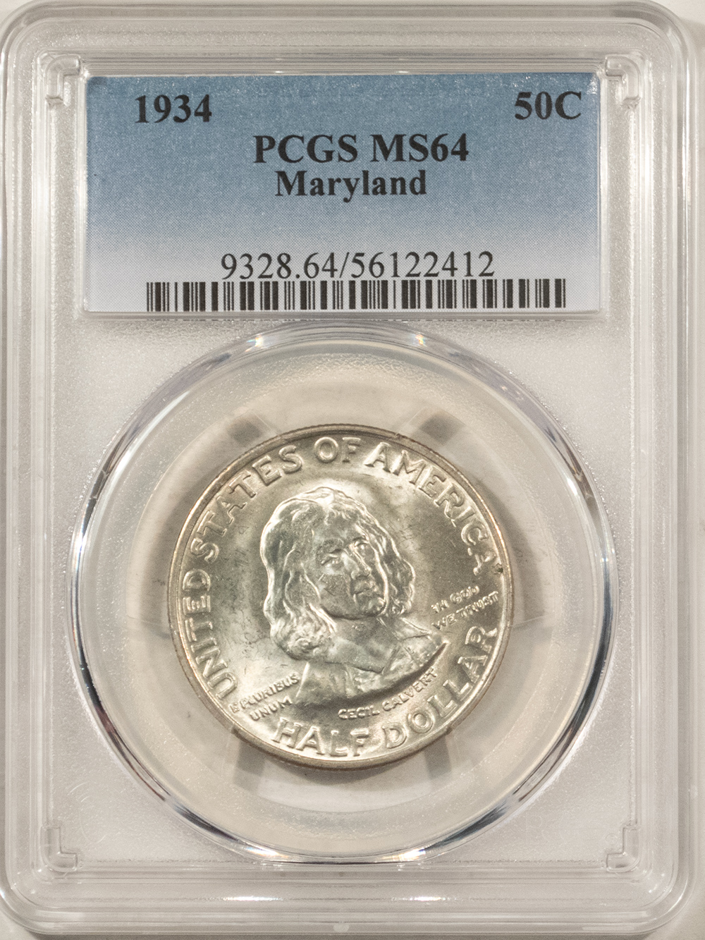 Early Commems 1934 MARYLAND COMMEMORATIVE HALF DOLLAR – PCGS MS-64 Early Commems 1934 MARYLAND COMMEMORATIVE HALF DOLLAR – PCGS MS-64
