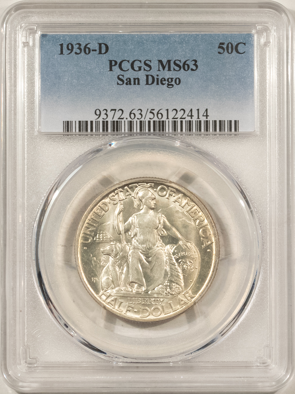 Early Commems 1936-D SAN DIEGO COMMEMORATIVE HALF DOLLAR – PCGS MS-63 Early Commems 1936-D SAN DIEGO COMMEMORATIVE HALF DOLLAR – PCGS MS-63
