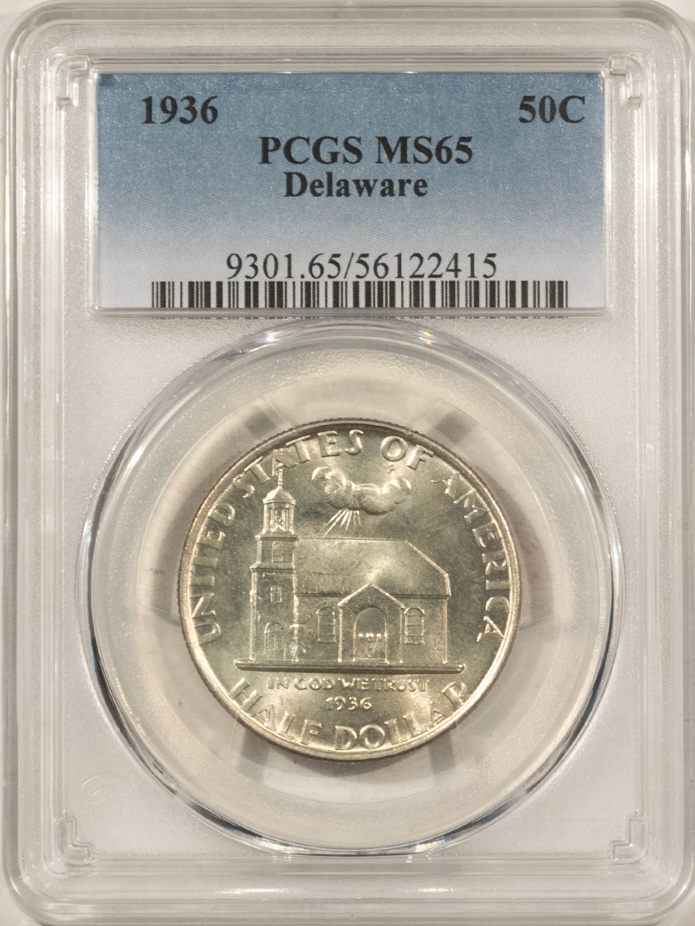 Early Commems 1936 DELAWARE COMMEMORATIVE HALF DOLLAR – PCGS MS-65 Early Commems 1936 DELAWARE COMMEMORATIVE HALF DOLLAR – PCGS MS-65
