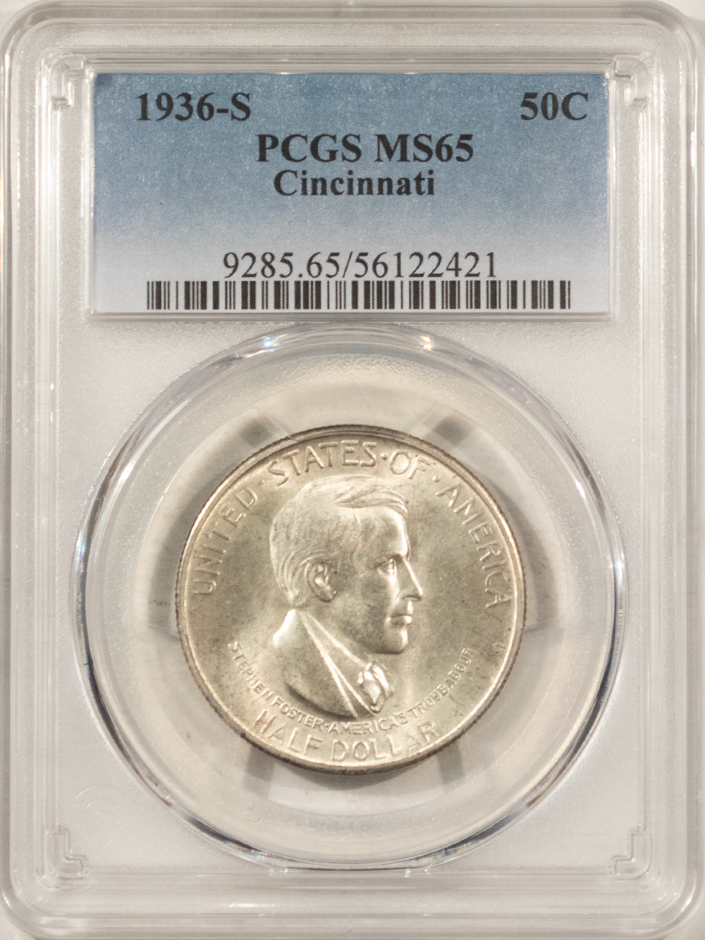 Early Commems 1936-S CINCINNATI COMMEMORATIVE HALF DOLLAR – PCGS MS-65 Early Commems 1936-S CINCINNATI COMMEMORATIVE HALF DOLLAR – PCGS MS-65