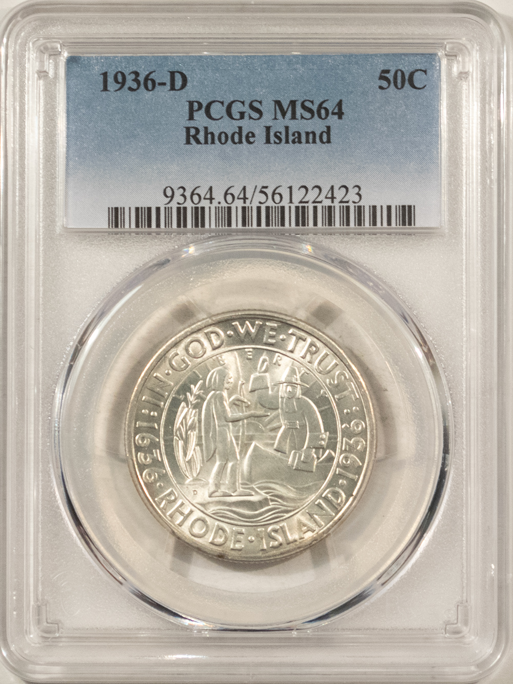 Early Commems 1936-D RHODE ISLAND COMMEMORATIVE HALF DOLLAR – PCGS MS-64 Early Commems 1936-D RHODE ISLAND COMMEMORATIVE HALF DOLLAR – PCGS MS-64