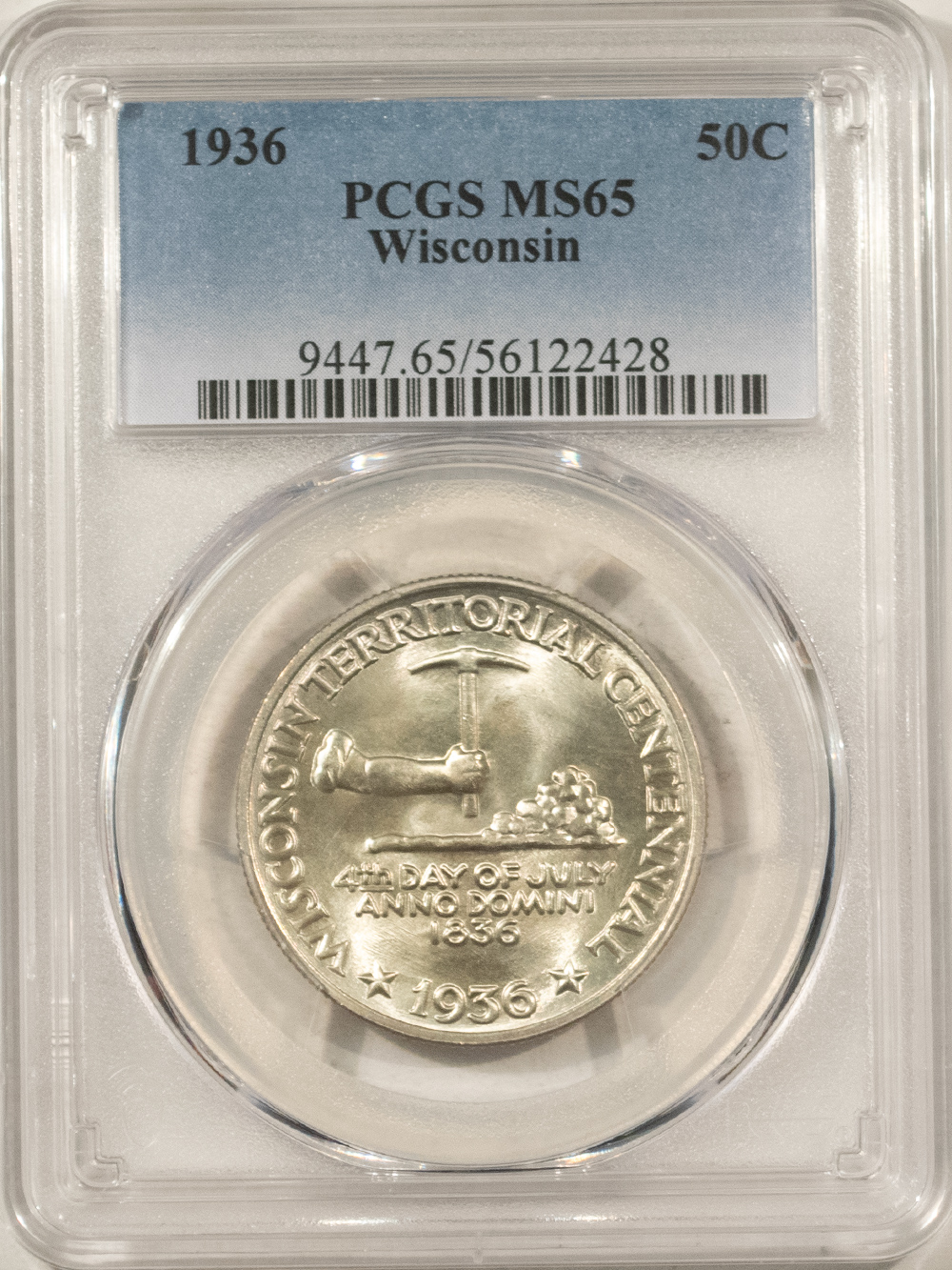 Early Commems 1936 WISCONSIN COMMEMORATIVE HALF DOLLAR – PCGS MS-65 Early Commems 1936 WISCONSIN COMMEMORATIVE HALF DOLLAR – PCGS MS-65