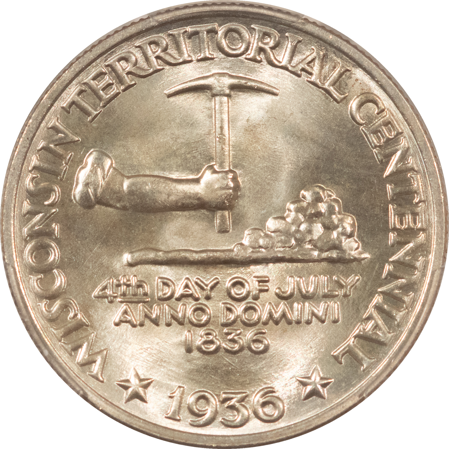 Early Commems 1936 WISCONSIN COMMEMORATIVE HALF DOLLAR – PCGS MS-65 Early Commems 1936 WISCONSIN COMMEMORATIVE HALF DOLLAR – PCGS MS-65