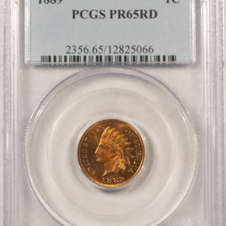 Indian 1889 PROOF INDIAN CENT – PCGS PR-65 RD, RED GEM! POP 18, 10 FINER