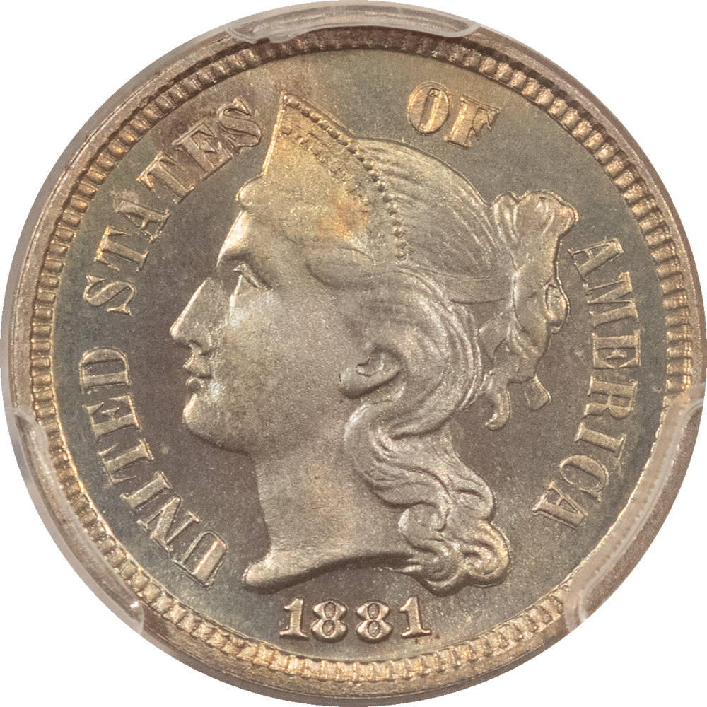 CAC Approved Coins 1881 PROOF THREE CENT NICKEL – PCGS PR-66, SUPER PRETTY! CAC APPROVED! CAC Approved Coins 1881 PROOF THREE CENT NICKEL – PCGS PR-66, SUPER PRETTY! CAC APPROVED!