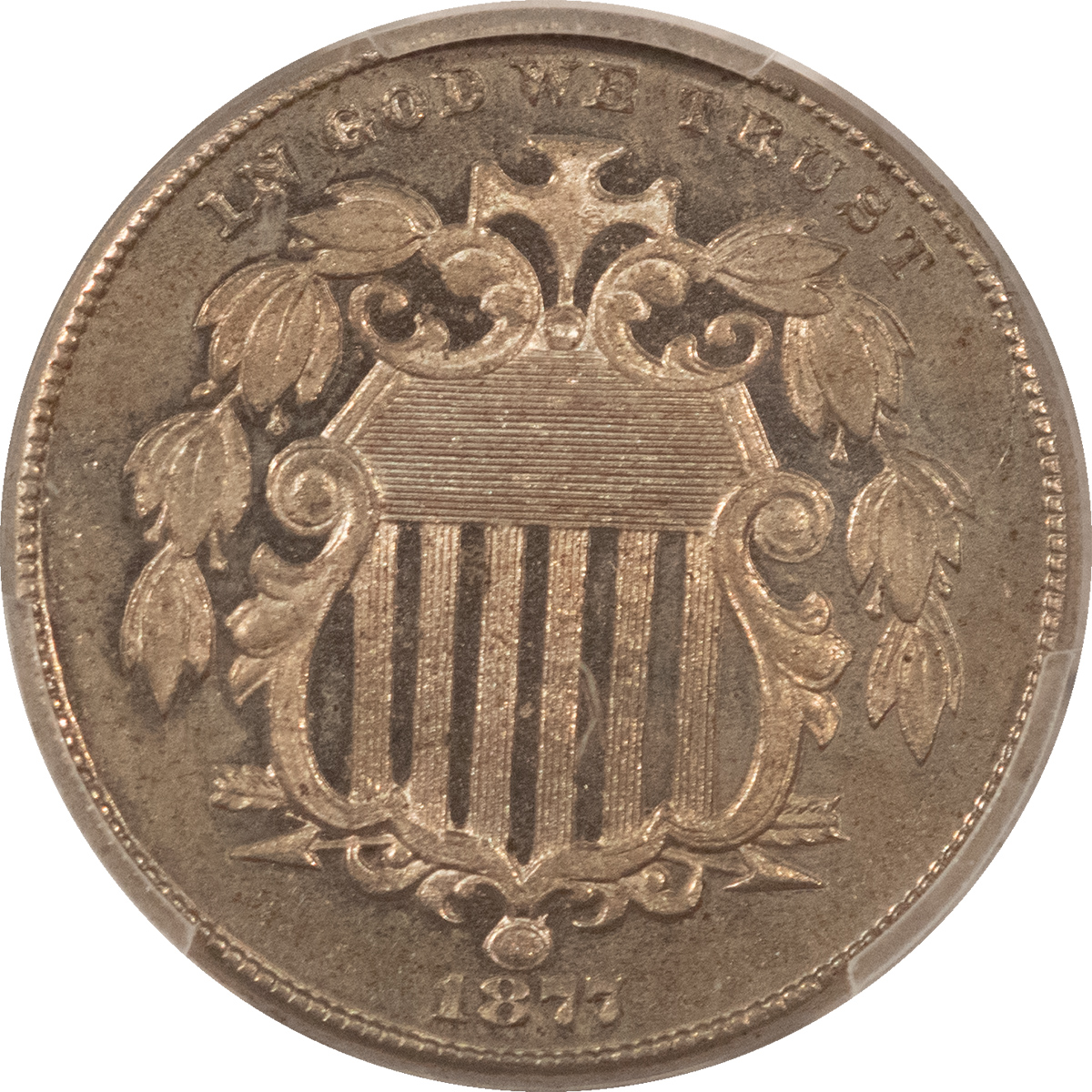 New Certified Coins 1877 PROOF SHIELD NICKEL – PCGS PR-63, CHOICE PROOF ONLY DATE & TOUGH! New Certified Coins 1877 PROOF SHIELD NICKEL – PCGS PR-63, CHOICE PROOF ONLY DATE & TOUGH!