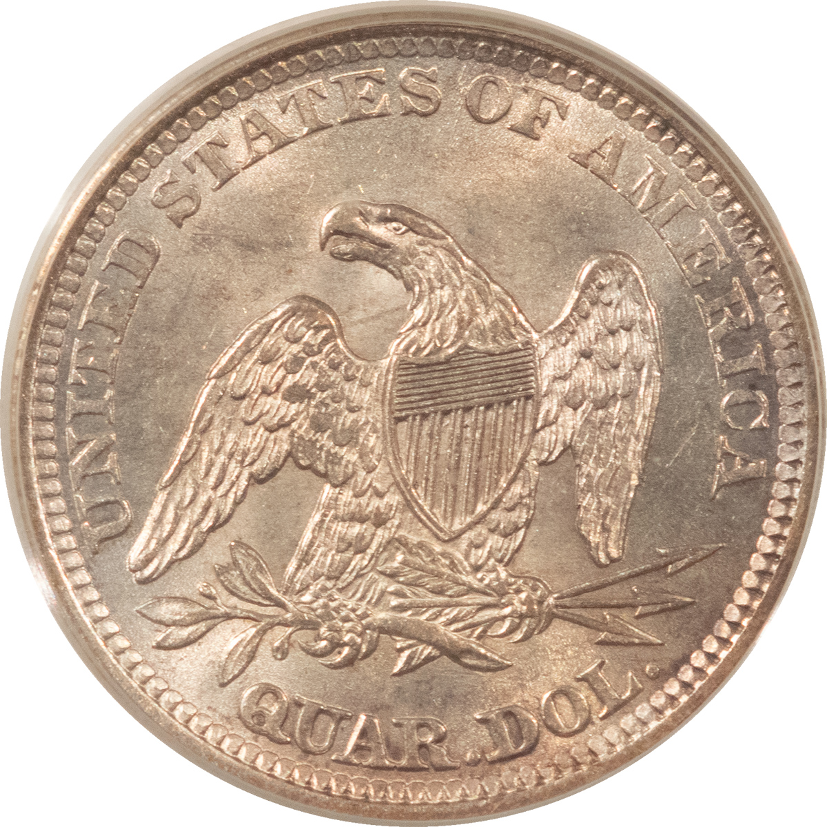 CAC Approved Coins 1861 SEATED LIBERTY QUARTER – PCGS MS-61 CAC OLD GREEN HOLDER, PQ CIVIL WAR DATE CAC Approved Coins 1861 SEATED LIBERTY QUARTER – PCGS MS-61 CAC OLD GREEN HOLDER, PQ CIVIL WAR DATE