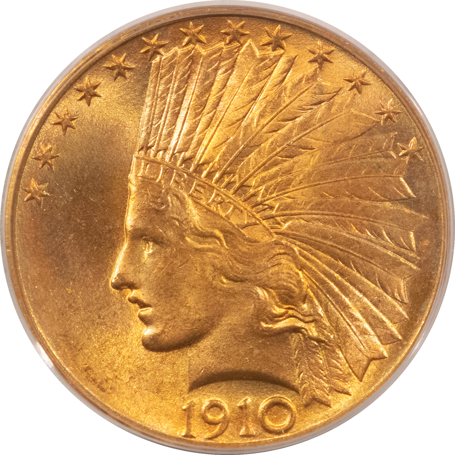 $10 1910 $10 INDIAN GOLD EAGLE – PCGS MS-65 CAC, OGH, SUPER PREMIUM QUALITY GORGEOUS $10 1910 $10 INDIAN GOLD EAGLE – PCGS MS-65 CAC, OGH, SUPER PREMIUM QUALITY GORGEOUS