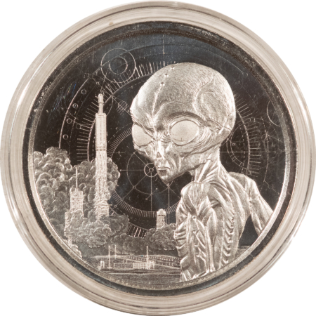 Bullion 2021 GHANA 1 OZ .999 SILVER FIVE CEDIS ALIEN COIN – GEM IN CAPSULE!