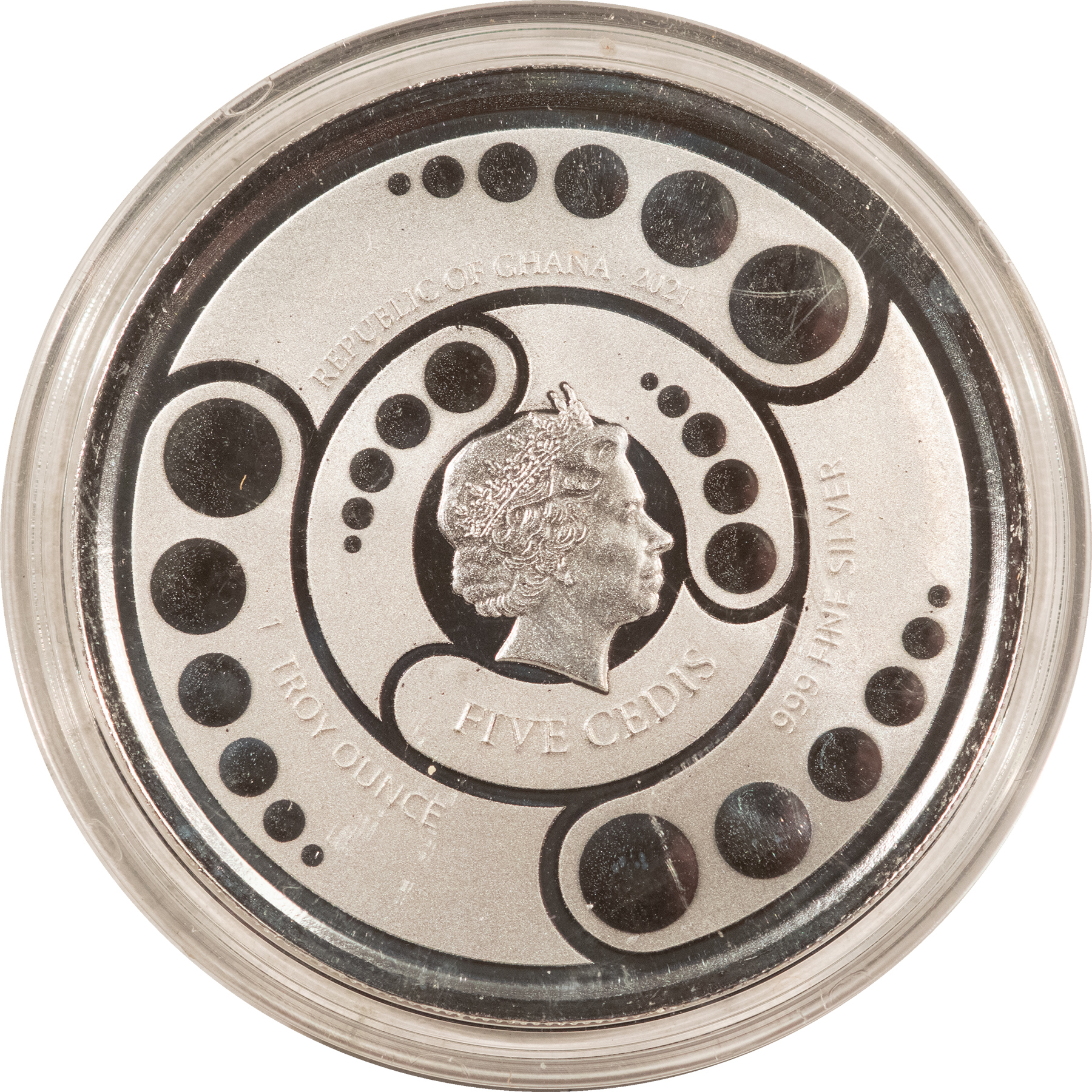 Bullion 2021 GHANA 1 OZ .999 SILVER FIVE CEDIS ALIEN COIN – GEM IN CAPSULE! Bullion 2021 GHANA 1 OZ .999 SILVER FIVE CEDIS ALIEN COIN – GEM IN CAPSULE!