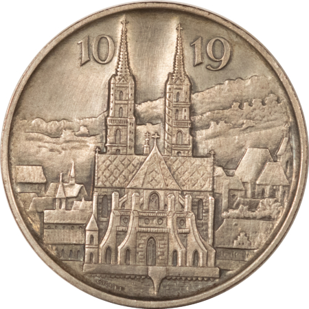 Exonumia 1970 SWITZERLAND .900 SILVER GROSSMUNSTER CHURCH MEDAL 34MM 15GR – UNCIRCULATED