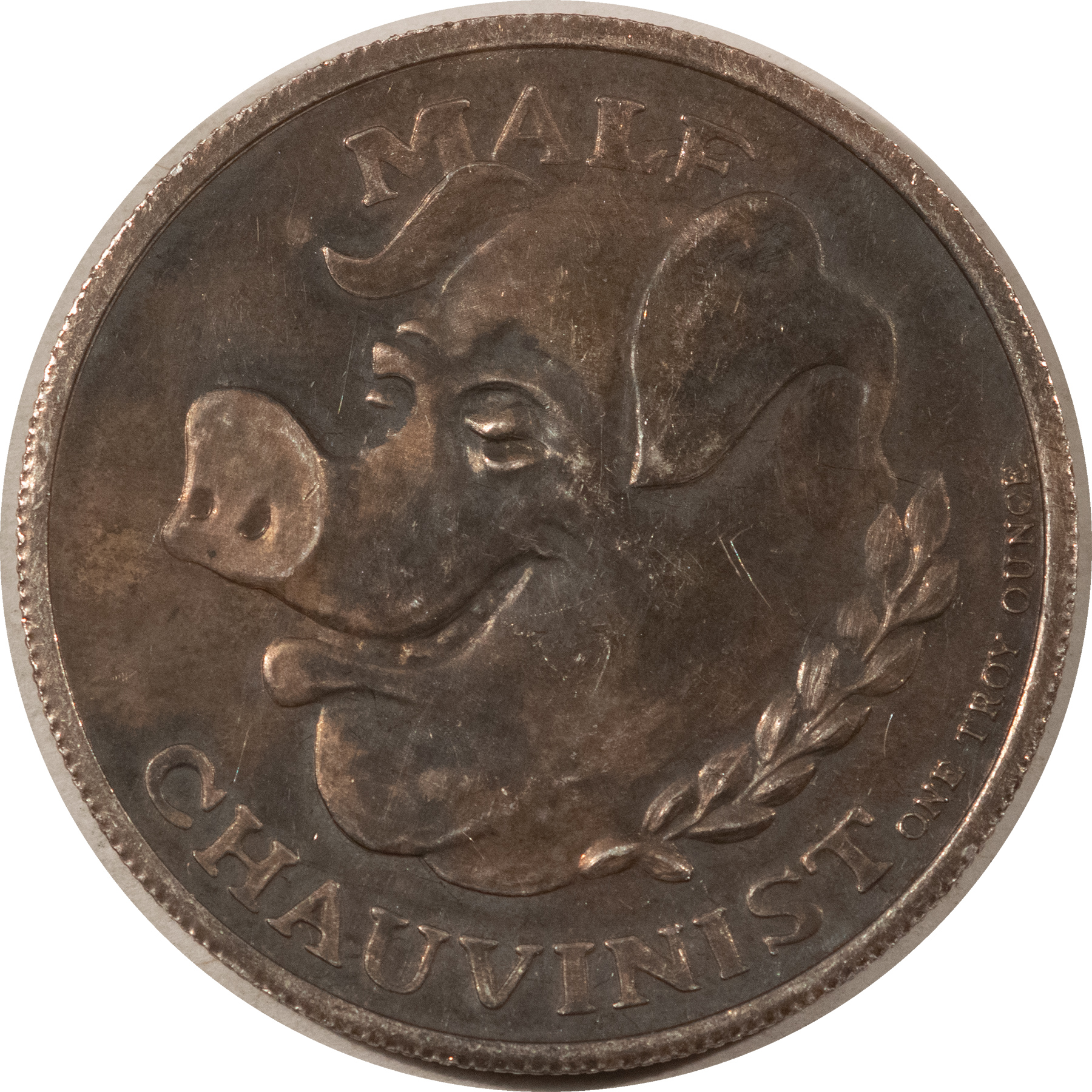 Bullion VINTAGE 1 OZ .999 SILVER ROUND, BOBBY RIGGS MALE CHAUVENIST SATIRE ROUND – TONED Bullion VINTAGE 1 OZ .999 SILVER ROUND, BOBBY RIGGS MALE CHAUVENIST SATIRE ROUND – TONED