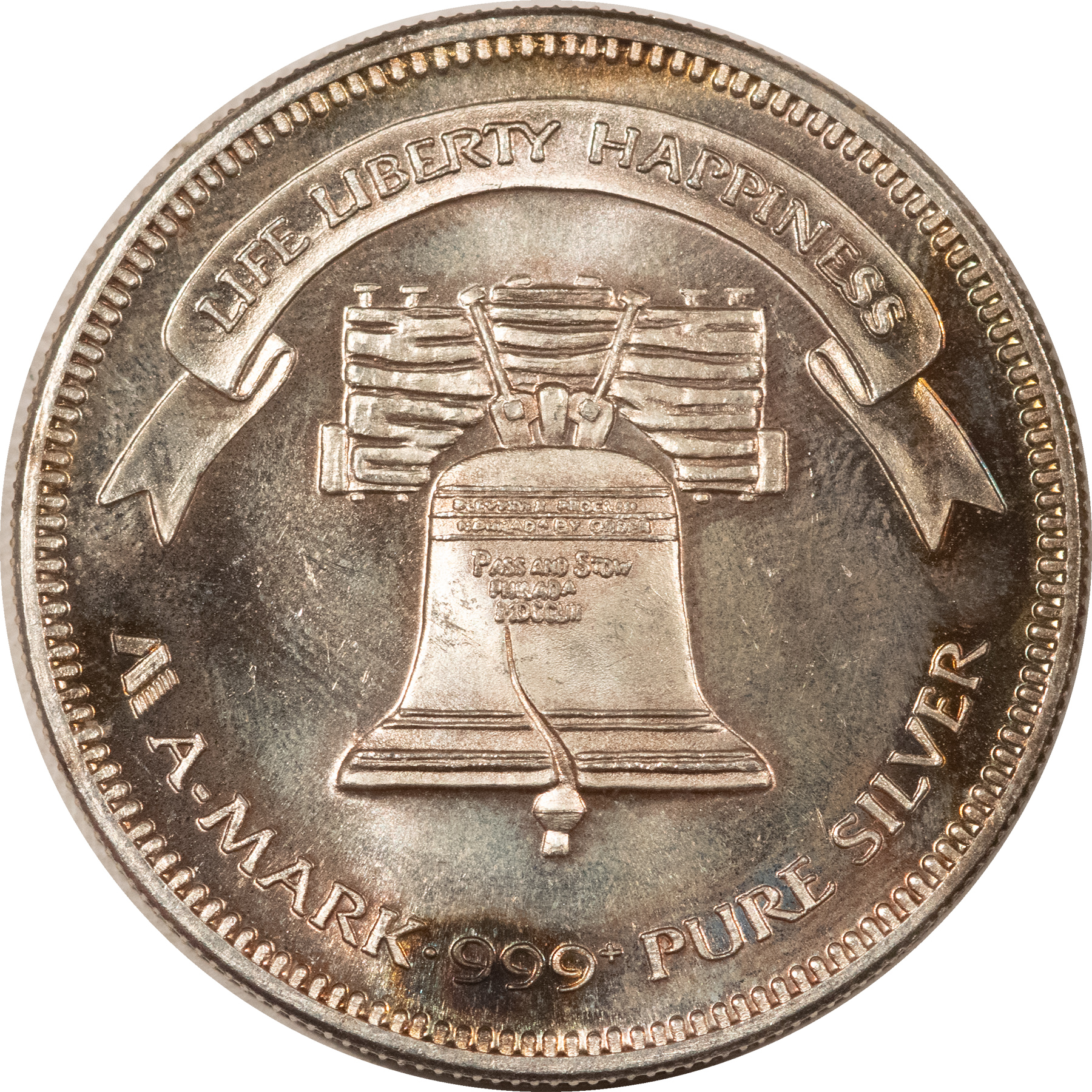 Bullion 1985 VINTAGE A-MARK 1 OZ .999 FINE SILVER LIBERTY BELL ROUND – UNCIRCULATED! Bullion 1985 VINTAGE A-MARK 1 OZ .999 FINE SILVER LIBERTY BELL ROUND – UNCIRCULATED!