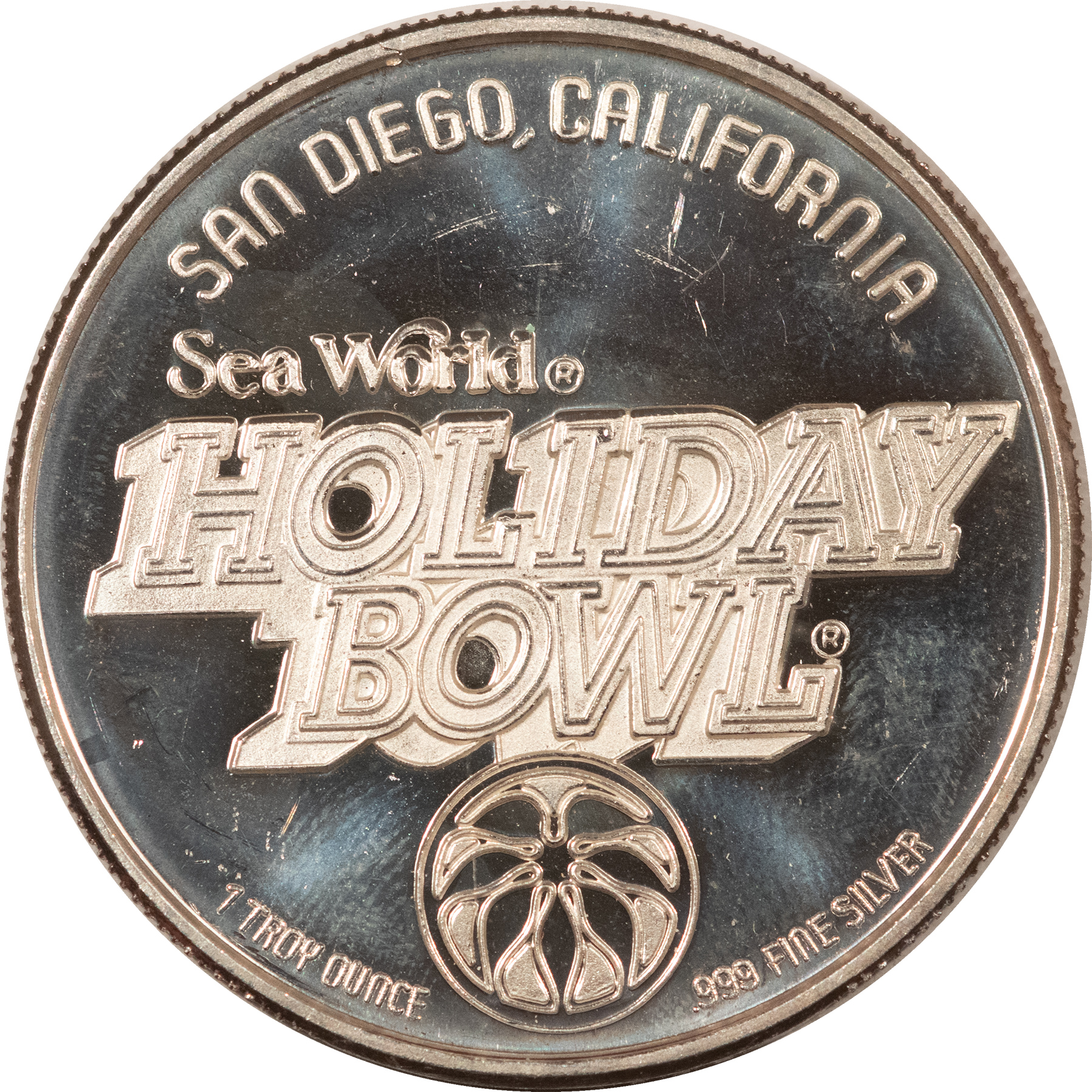 Bullion 1987 1 OZ .999 SILVER ROUND IOWA HAWKEYES SEA WORLD HOLIDAY BOWL – UNCIRCULATED! Bullion 1987 1 OZ .999 SILVER ROUND IOWA HAWKEYES SEA WORLD HOLIDAY BOWL – UNCIRCULATED!