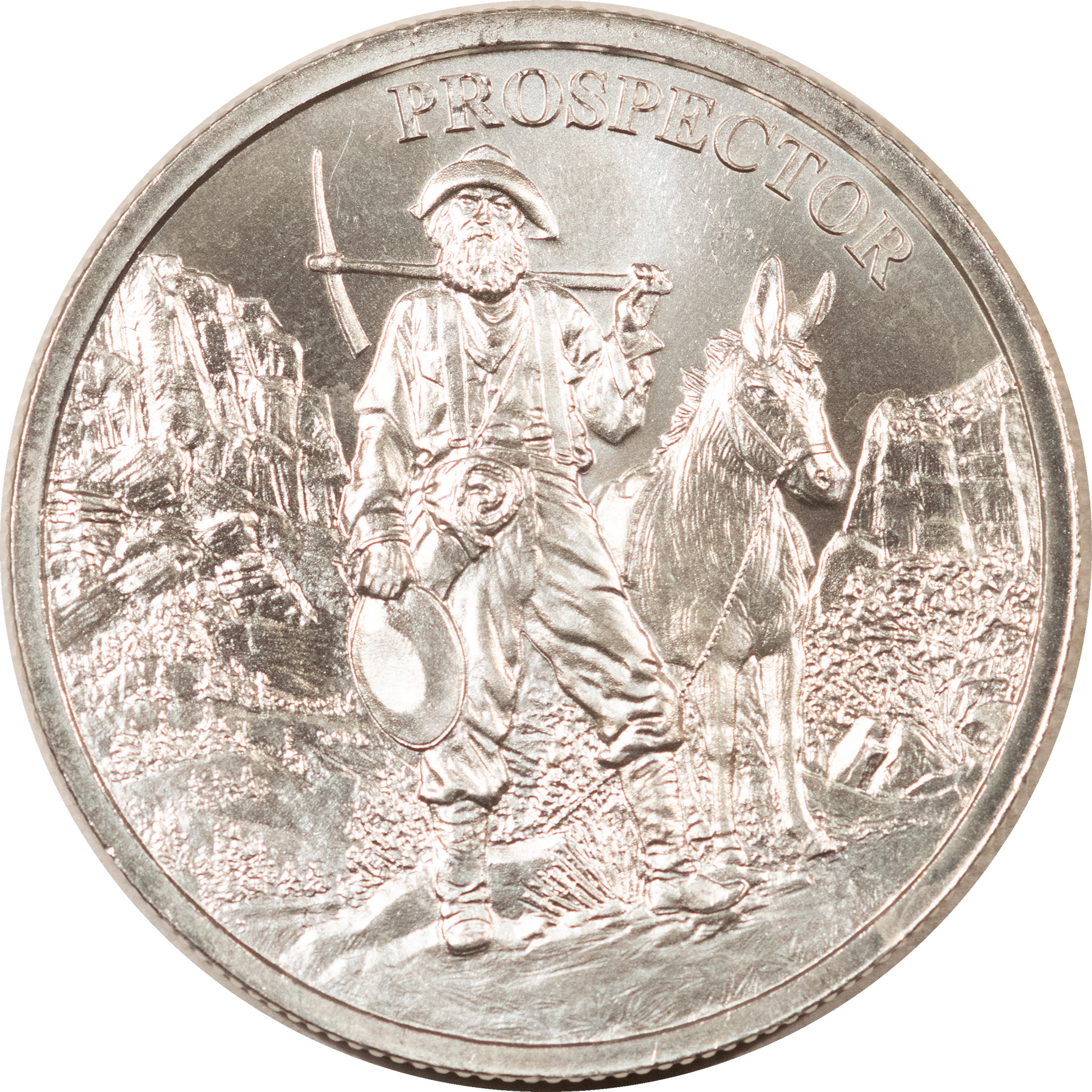 Bullion 1 OZ .999 FINE SILVER PROSPECTOR DESIGN ROUND – GEM BRILLIANT UNCIRCULATED! Bullion 1 OZ .999 FINE SILVER PROSPECTOR DESIGN ROUND – GEM BRILLIANT UNCIRCULATED!