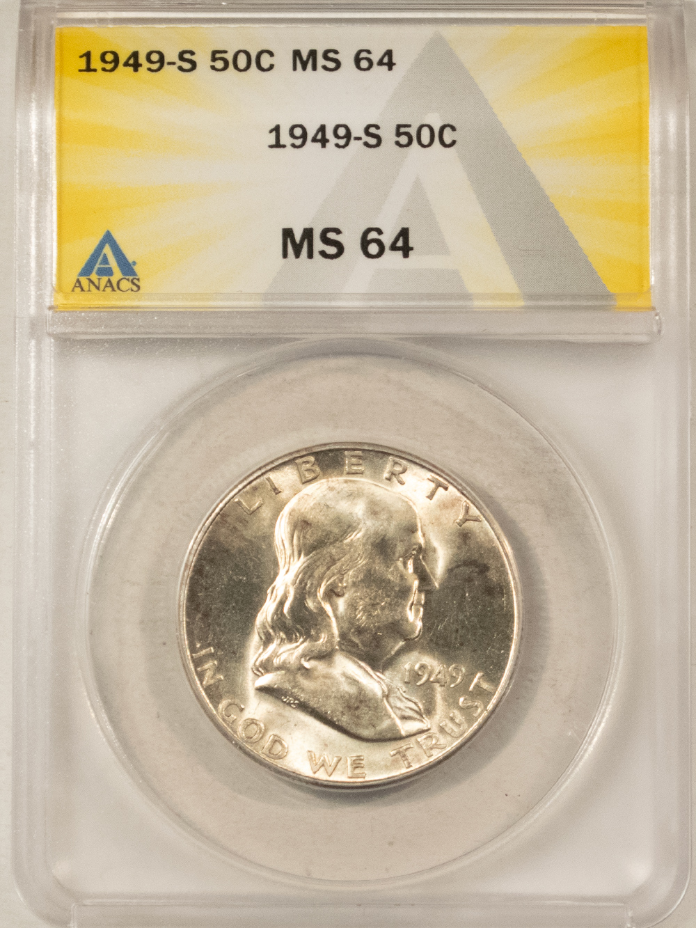 Franklin Halves 1949-S FRANKLIN HALF DOLLAR – ANACS MS-64 Franklin Halves 1949-S FRANKLIN HALF DOLLAR – ANACS MS-64