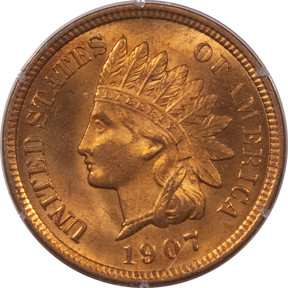 Indian 1907 INDIAN CENT – PCGS MS-65 RD, RATTLER HOLDER, ORIGINAL & PREMIUM QUALITY! Indian 1907 INDIAN CENT – PCGS MS-65 RD, RATTLER HOLDER, ORIGINAL & PREMIUM QUALITY!