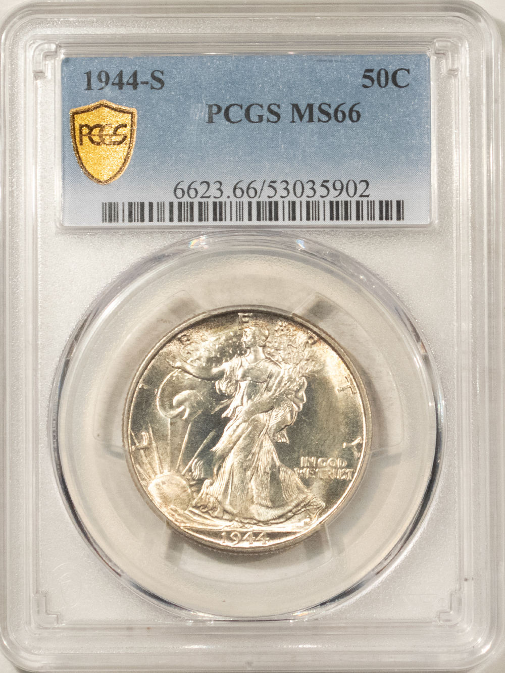 Half Dollars 1944-S WALKING LIBERTY HALF DOLLAR – PCGS MS-66, FRESH WHITE! Half Dollars 1944-S WALKING LIBERTY HALF DOLLAR – PCGS MS-66, FRESH WHITE!