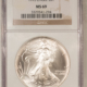 American Silver Eagles 1989 $1 AMERICAN SILVER EAGLE, 1 OZ .999 – NGC MS-69, BROWN LABEL
