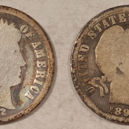 Barber Dimes 1892 1892-O BARBER DIME, LOT OF 2 COINS – CIRCULATED