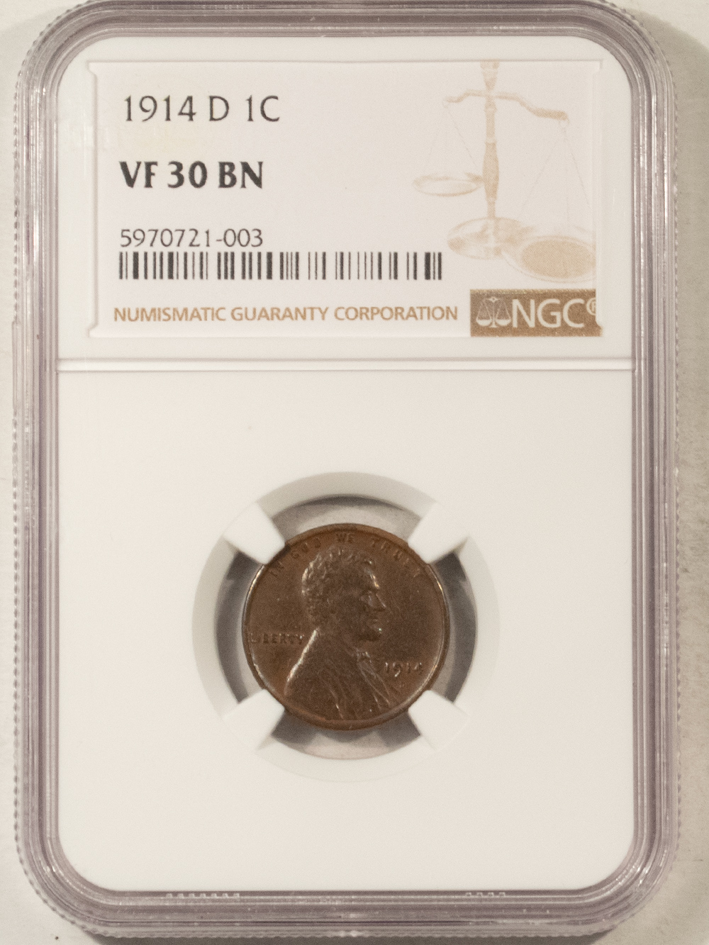 Lincoln Cents (Wheat) 1914-D LINCOLN CENT – NGC VF-30 BN Lincoln Cents (Wheat) 1914-D LINCOLN CENT – NGC VF-30 BN