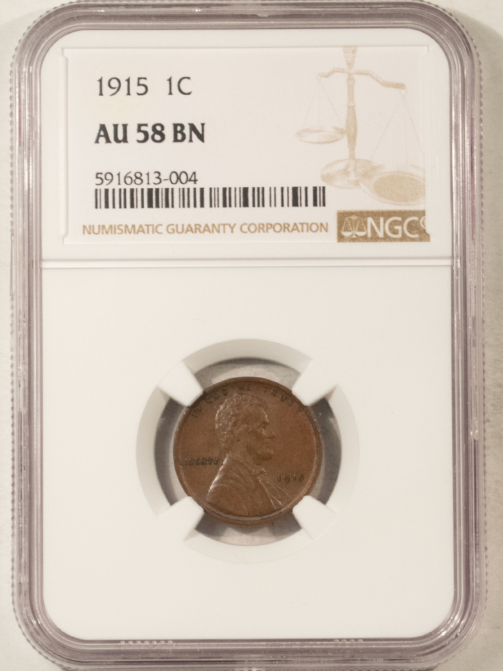 Lincoln Cents (Wheat) 1915 LINCOLN CENT – NGC AU-58 BN SMOOTH & LOOKS UNC Lincoln Cents (Wheat) 1915 LINCOLN CENT – NGC AU-58 BN SMOOTH & LOOKS UNC