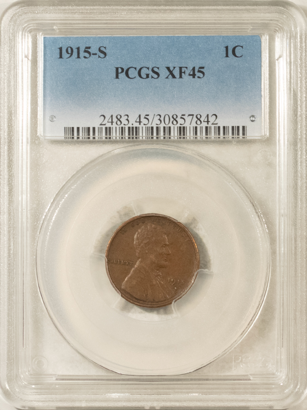 Lincoln Cents (Wheat) 1915-S LINCOLN CENT – PCGS XF-45 Lincoln Cents (Wheat) 1915-S LINCOLN CENT – PCGS XF-45