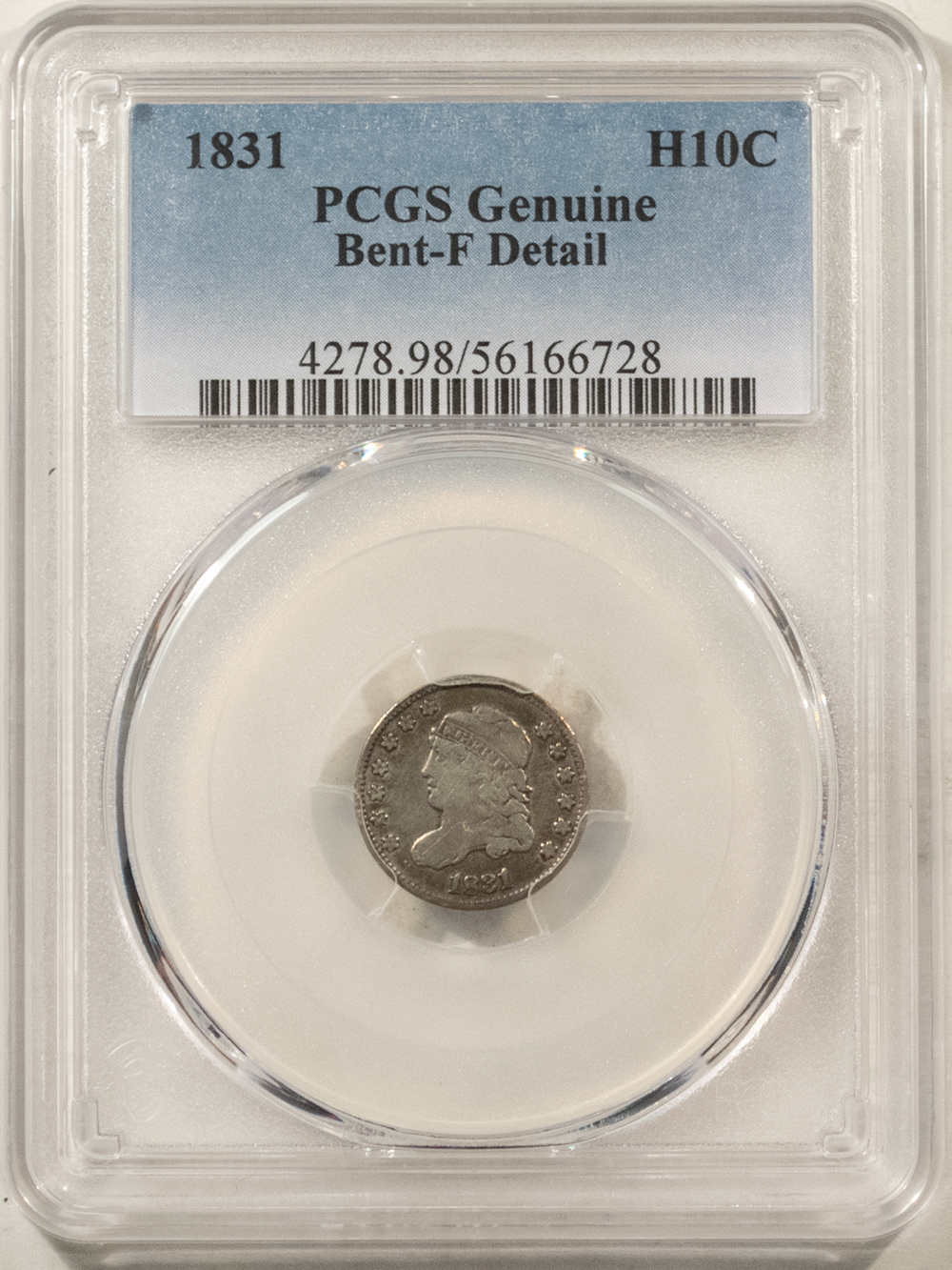 Capped Bust Half Dimes 1831 CAPPED BUST HALF DIME – PCGS GENUINE BENT FINE DETAILS, DAMAGE! Capped Bust Half Dimes 1831 CAPPED BUST HALF DIME – PCGS GENUINE BENT FINE DETAILS, DAMAGE!