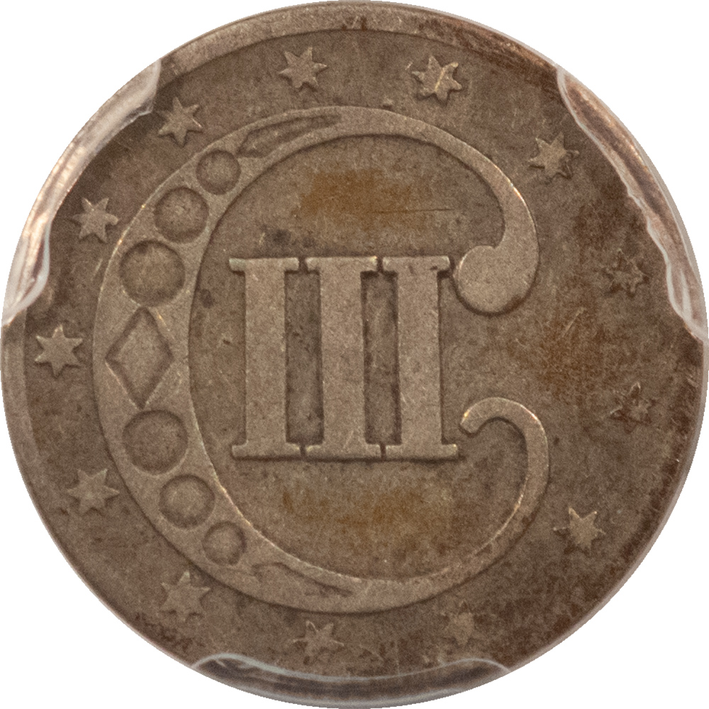 New Certified Coins 1853 THREE CENT SILVER – PCGS F-12 New Certified Coins 1853 THREE CENT SILVER – PCGS F-12