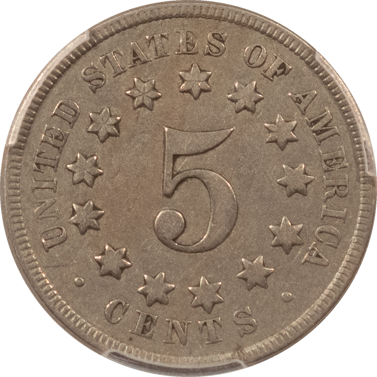 New Certified Coins 1867 SHIELD NICKEL NO RAYS – PCGS GENUINE VF DETAILS, CLEANED! New Certified Coins 1867 SHIELD NICKEL NO RAYS – PCGS GENUINE VF DETAILS, CLEANED!