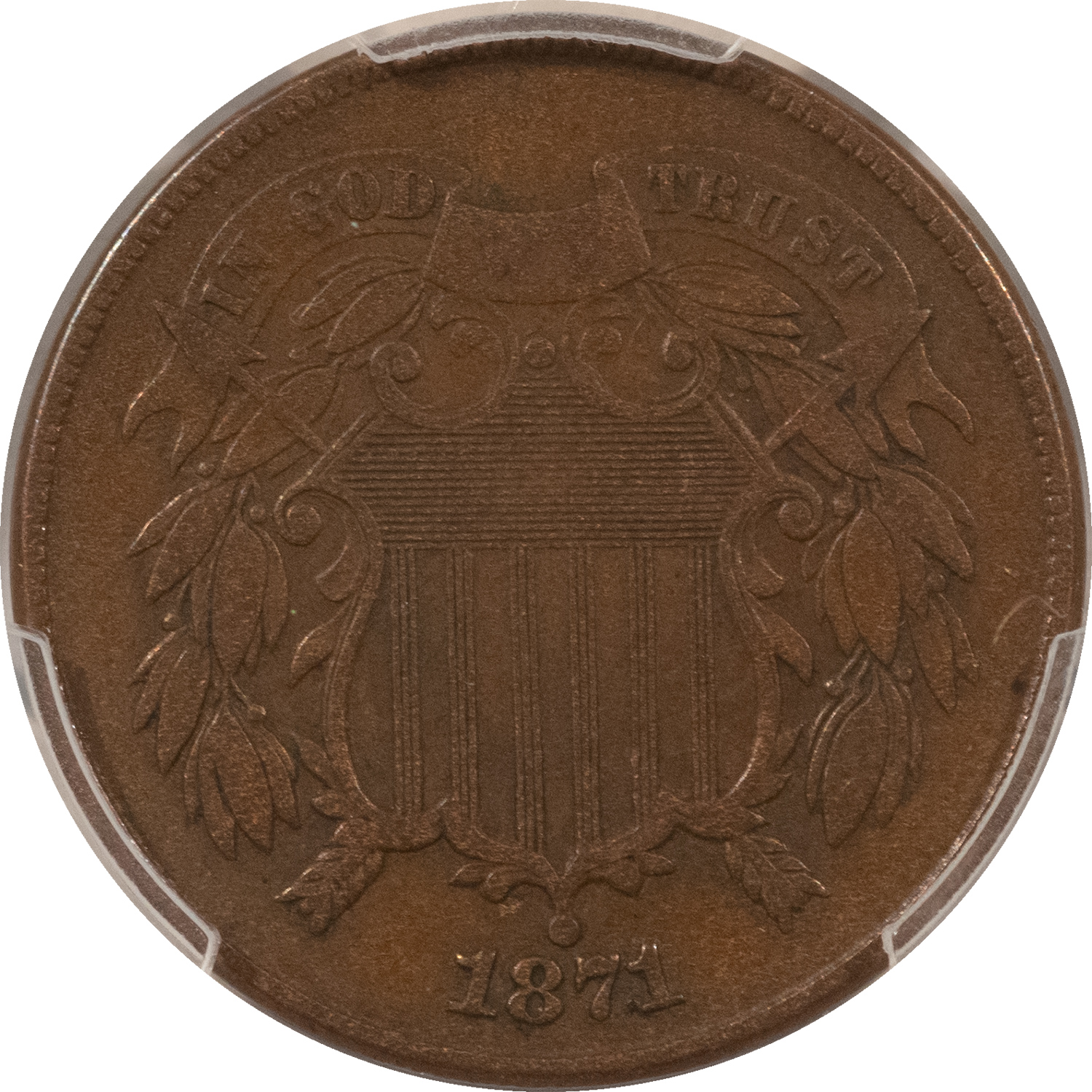 New Certified Coins 1871 TWO CENT PIECE – PCGS VF-30 BN New Certified Coins 1871 TWO CENT PIECE – PCGS VF-30 BN