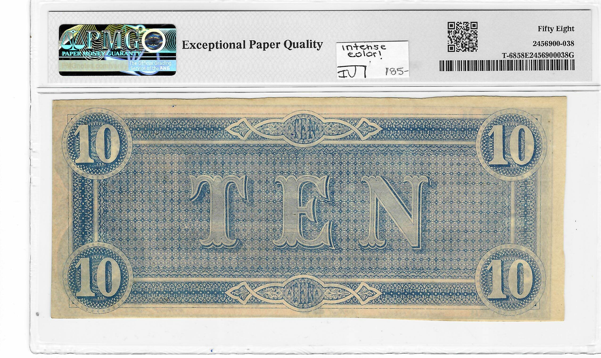 Confederate Notes 1864 $10 CONFEDERATE STATES OF AMERICA, T-68, PMG CHOICE ABOUT UNC-58, EPQ! Confederate Notes 1864 $10 CONFEDERATE STATES OF AMERICA, T-68, PMG CHOICE ABOUT UNC-58, EPQ!