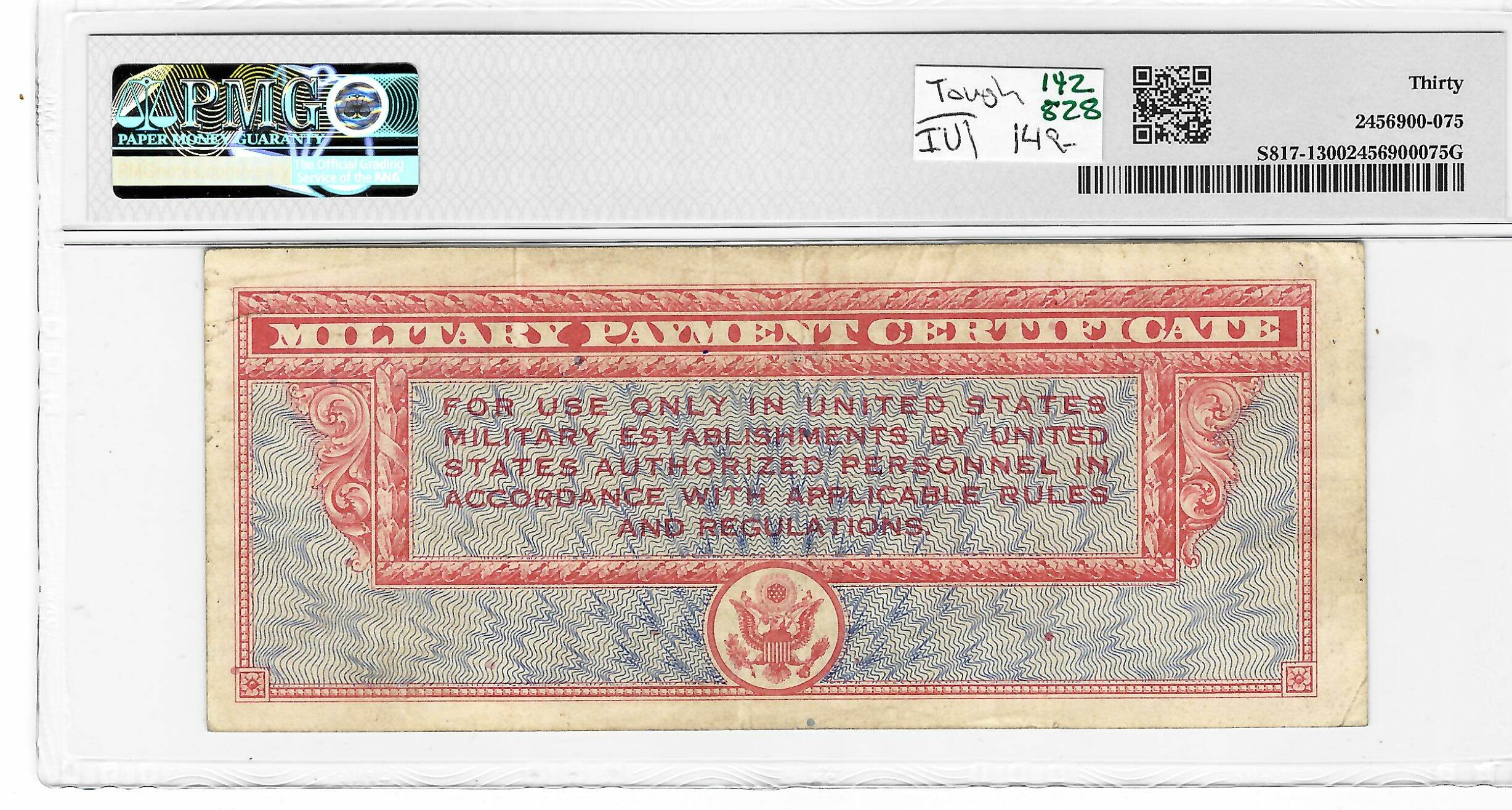 Military Payment Certificates SERIES 471 $10 MPC MILITARY PAYMENT CERTIFICATE S817-1 – PMG VF-30 TOUGH! Military Payment Certificates SERIES 471 $10 MPC MILITARY PAYMENT CERTIFICATE S817-1 – PMG VF-30 TOUGH!