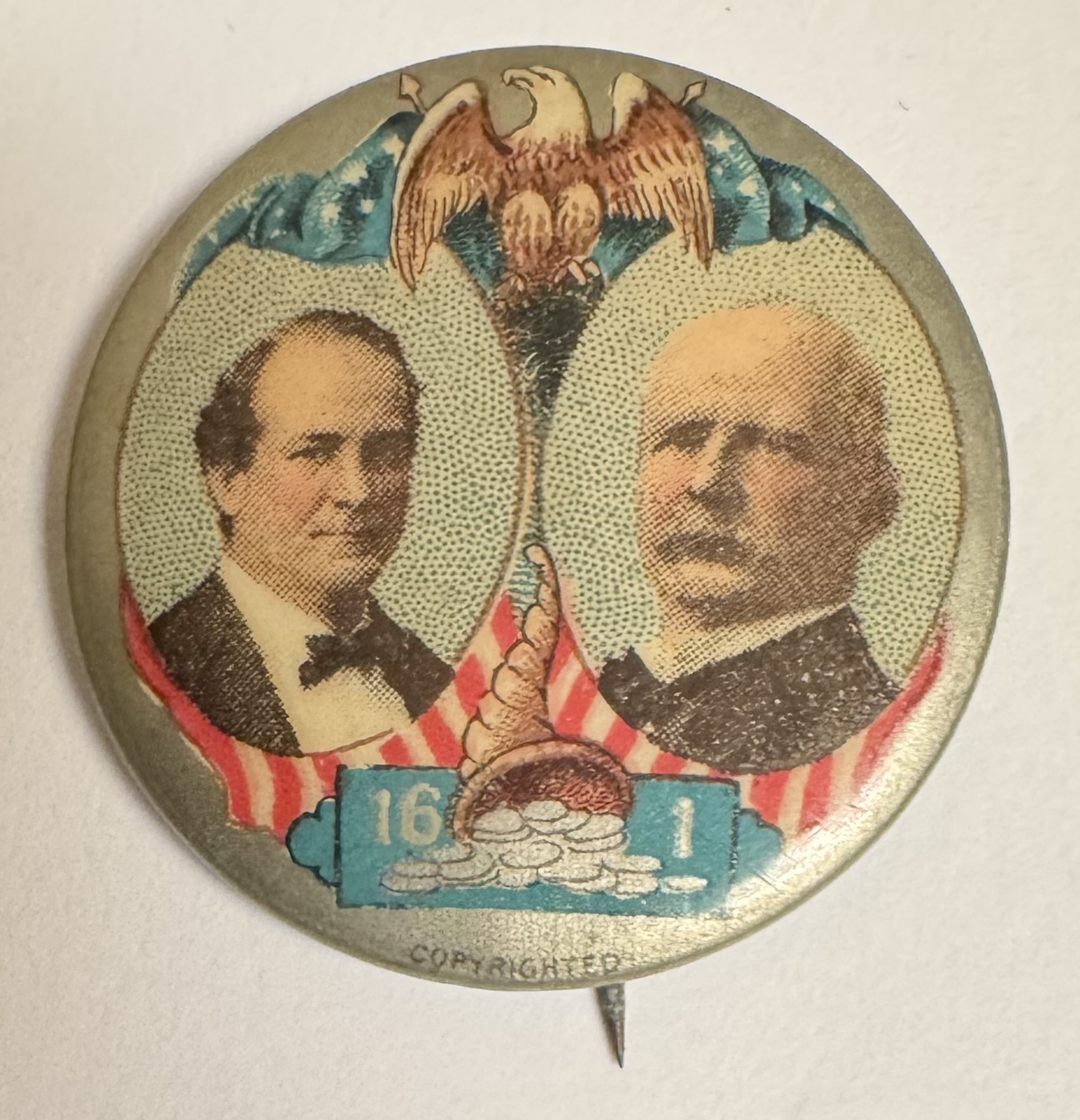 Miscellaneous 1900 BRYAN-STEVENSON 1 1/4″ GRAPHIC “16 TO 1” JUGATE CAMPAIGN BUTTON-EXC & RARE Miscellaneous 1900 BRYAN-STEVENSON 1 1/4″ GRAPHIC “16 TO 1” JUGATE CAMPAIGN BUTTON-EXC & RARE