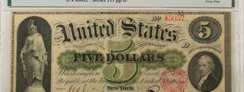 Legal Tender U.S. Notes 1862 $1 LEGAL TENDER, FR#16c, SERIES 235-284 CHITTENDON/SPINNER PMG VF-25 SPLITS