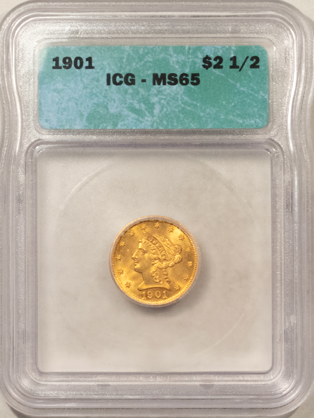 $2.50 1901 $2.50 LIBERTY GOLD, ICG MS-65, FLASHY GEM, RADIANT LUSTER-MINTAGE 91,100! $2.50 1901 $2.50 LIBERTY GOLD, ICG MS-65, FLASHY GEM, RADIANT LUSTER-MINTAGE 91,100!