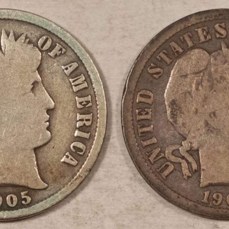 Barber Dimes 1905-O 1905-S BARBER DIME LOT OF 2 – PLEASING CIRCULATED EXAMPLES!