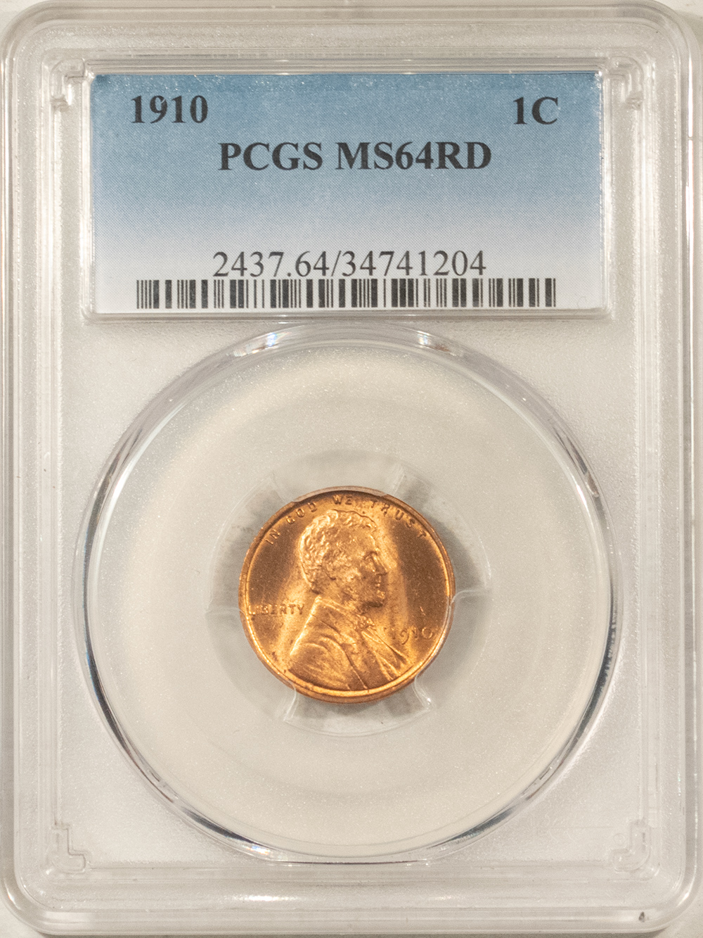 Lincoln Cents (Wheat) 1910 LINCOLN CENT – PCGS MS-64 RD, FULL RED & NICE! Lincoln Cents (Wheat) 1910 LINCOLN CENT – PCGS MS-64 RD, FULL RED & NICE!
