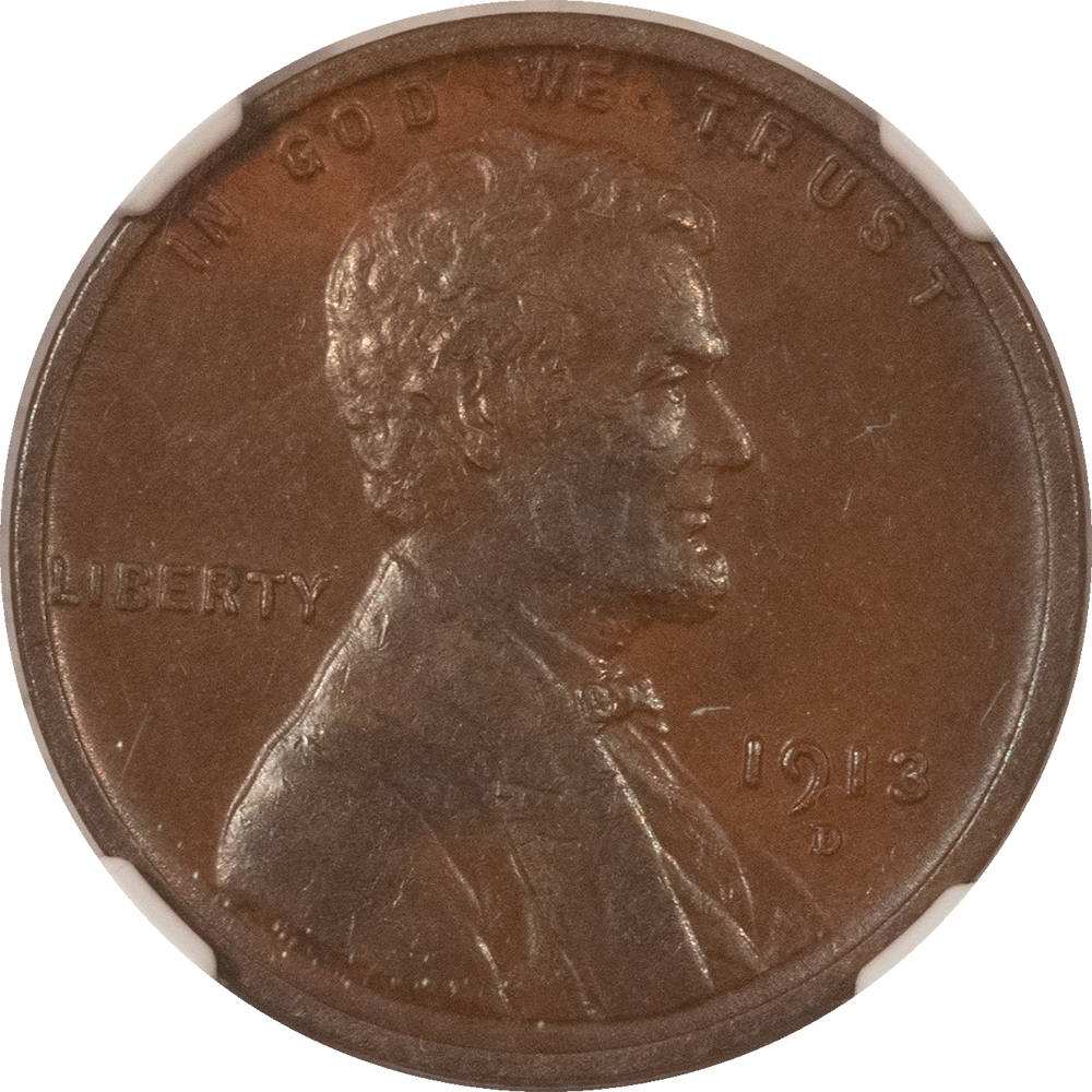 Lincoln Cents (Wheat) 1913-D LINCOLN CENT – NGC AU-53 BN, LOOKS BETTER! Lincoln Cents (Wheat) 1913-D LINCOLN CENT – NGC AU-53 BN, LOOKS BETTER!