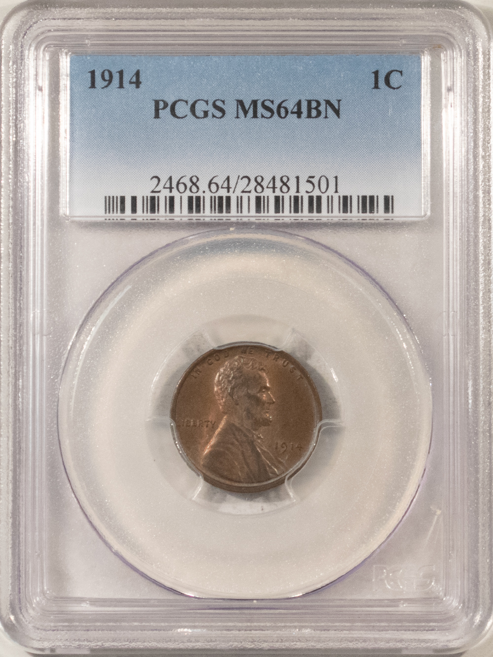 Lincoln Cents (Wheat) 1914 LINCOLN CENT – PCGS MS-64 BN, ATTRACTIVE WITH TRACES OF RED Lincoln Cents (Wheat) 1914 LINCOLN CENT – PCGS MS-64 BN, ATTRACTIVE WITH TRACES OF RED