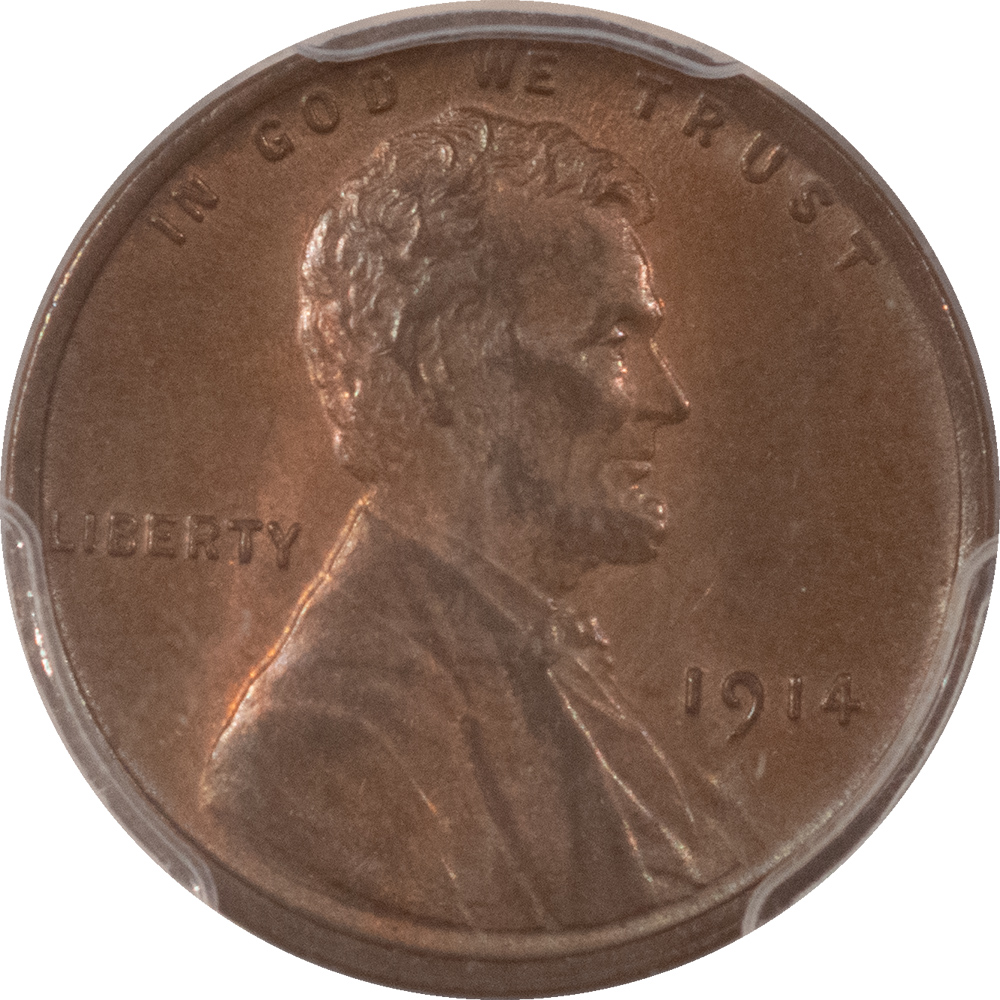 Lincoln Cents (Wheat) 1914 LINCOLN CENT – PCGS MS-64 BN, ATTRACTIVE WITH TRACES OF RED Lincoln Cents (Wheat) 1914 LINCOLN CENT – PCGS MS-64 BN, ATTRACTIVE WITH TRACES OF RED